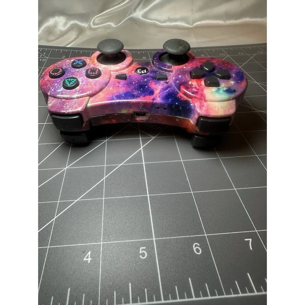 Lot Of 2! P3 Wireless Controllers For PS3 Galaxy Nebula & Black Ghost No Charger